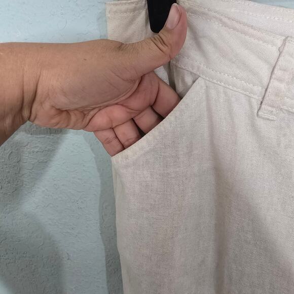 SUSIE ROSE Juniors Sz 13 Cream Oatmeal Linen Trouser Pants Pockets Zipper Fly‎ - Picture 5 of 8